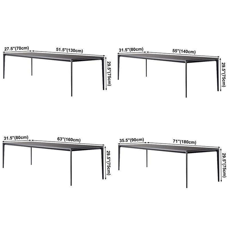 Simplicity Sintered Stone Dining Table Rectangular Table with Metallic Four-leg Clearhalo ' dining_table' 'Dining Tables & Seating' 'Dining Tables' 'Furniture' 'furniture_dining_table' 'Kitchen & Dining Furniture' 'kitchen&dining_furn' 'kitchen' 'kitchen_dining_table' 1200x1200_a95c978e-5d2a-4eef-8d4b-8c5b7f5012e1