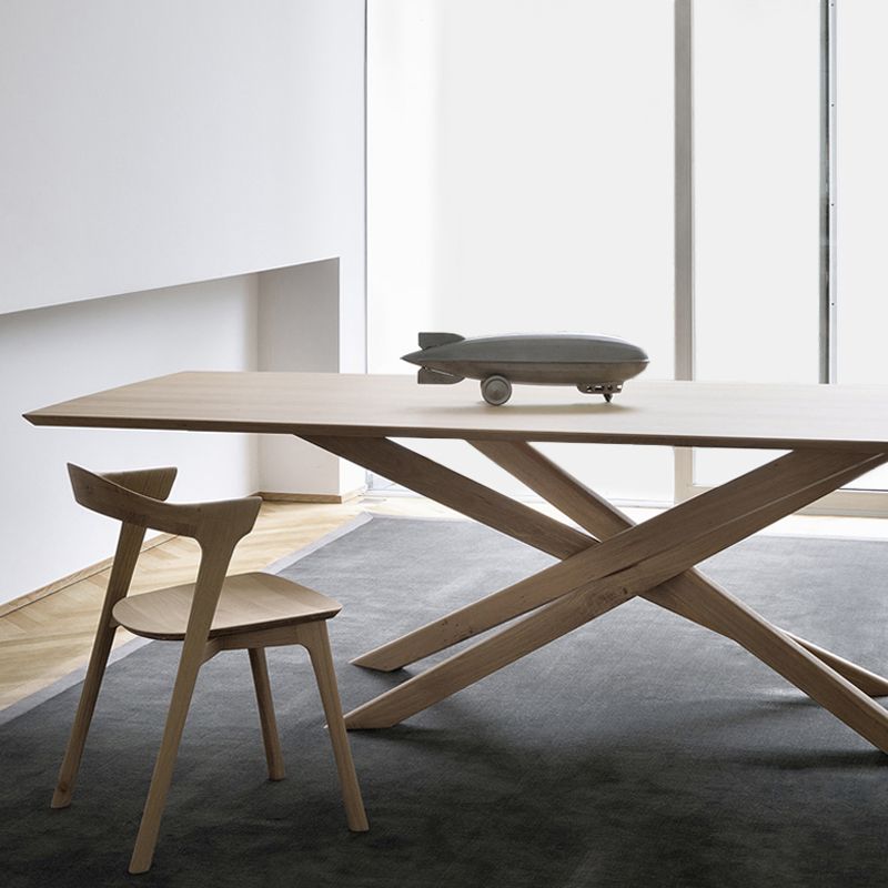 Rectangle Oak Solid Wood Table in Nature Modern Dining Table with Wooden Pedestal Clearhalo ' dining_table' 'Dining Tables & Seating' 'Dining Tables' 'furn' 'furn_dining_table' 'Furniture' 'furniture_dining_table' 'Kitchen & Dining Furniture' 'kitchen&dining_furn' 'kitchen' 'kitchen_dining_table' 1200x1200_a96012de-cfc5-423f-a998-6f579476fedf