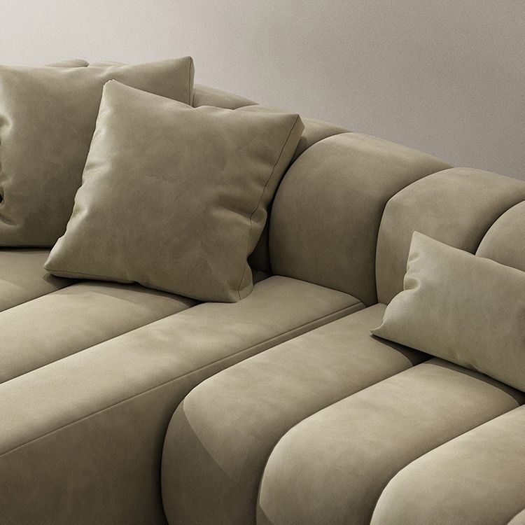 Scandinavian Green Sofa with Tuxedo Arm and Sewn Pillow Back Clearhalo 'furn' 'furn_sectionals' 'Furniture' 'furniture_sectionals' 'kitchen' 'kitchen_sectionals' 'Living Room Furniture' 'Sectionals' 1200x1200_a9628677-0801-4862-a68a-f7df03c908ba