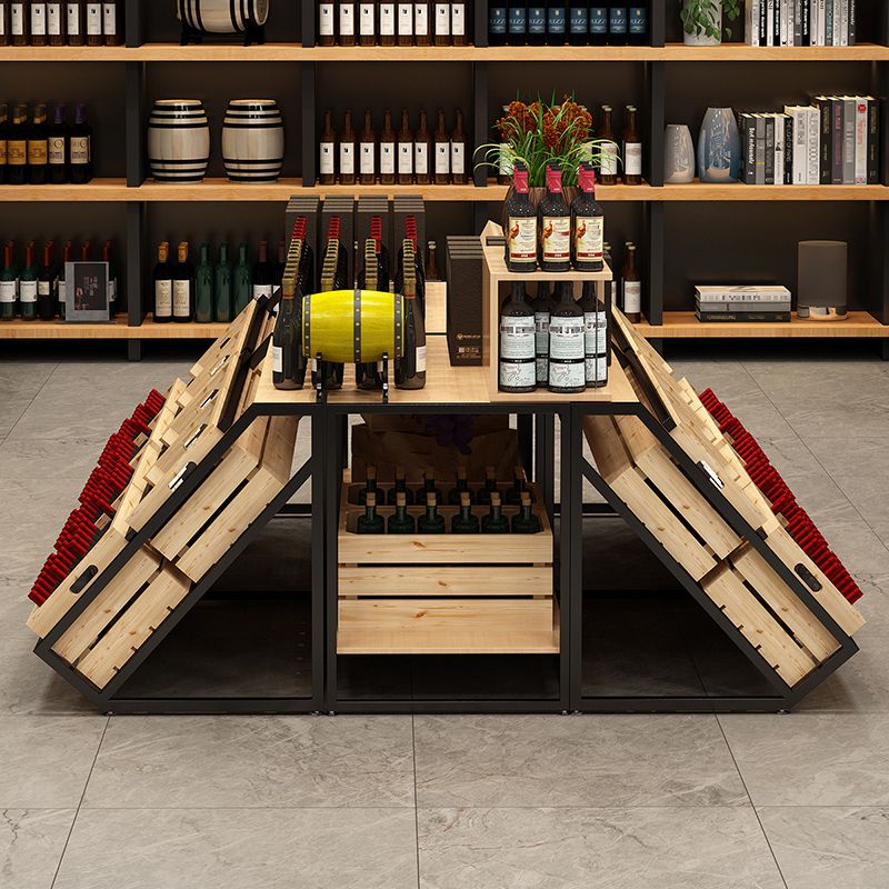 Freestanding Wooden Wine Rack Bottle Industrial Bottle Rack in Natural Wood Clearhalo 'furn' 'furn_wine_racks' 'Furniture' 'Kitchen & Dining Furniture' 'Wine Racks' 'wine_racks' 1200x1200_a962933c-94b8-404a-86af-e1588599c422