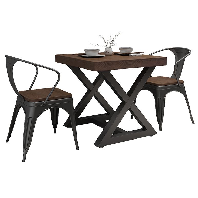 Industrial Square Dining Table Pine Solid Wood Table with Trestle Base Clearhalo ' dining_table' 'Dining Tables & Seating' 'Dining Tables' 'furn' 'furn_dining_table' 'Furniture' 'furniture_dining_table' 'Kitchen & Dining Furniture' 'kitchen&dining_furn' 'kitchen' 'kitchen_dining_table' 1200x1200_a962bac6-7450-4a97-bd60-cbff9183c623