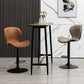 Scandinavian Metal Barstool Low Back Leather Barstools in Matte Finish for Indoor