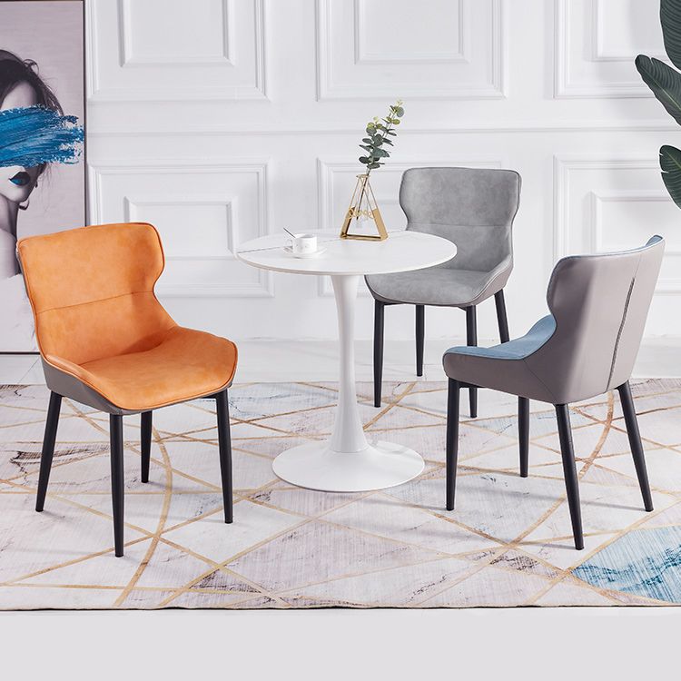 Contemporary Dining Arm Chairs Matte Finish Leather Curved Parsons Chair Clearhalo ' kitchen&dining_furn' 'Dining Chairs' 'Dining Tables & Seating' 'dining_chair' 'furn' 'furn_dining_chair' 'Furniture' 'furniture_dining_chair' 'Kitchen & Dining Furniture' 'kitchen' 1200x1200_a963c38f-a510-4dac-bb17-dd024f287984