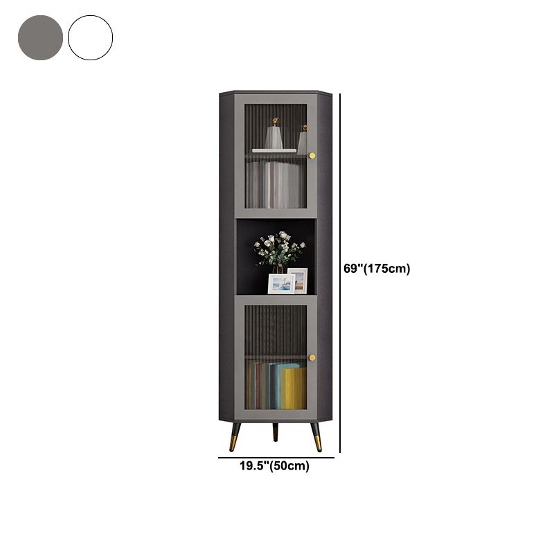 Modern Accent Cabinet with 2 Glass Doors and Storage Shelf Cabinet