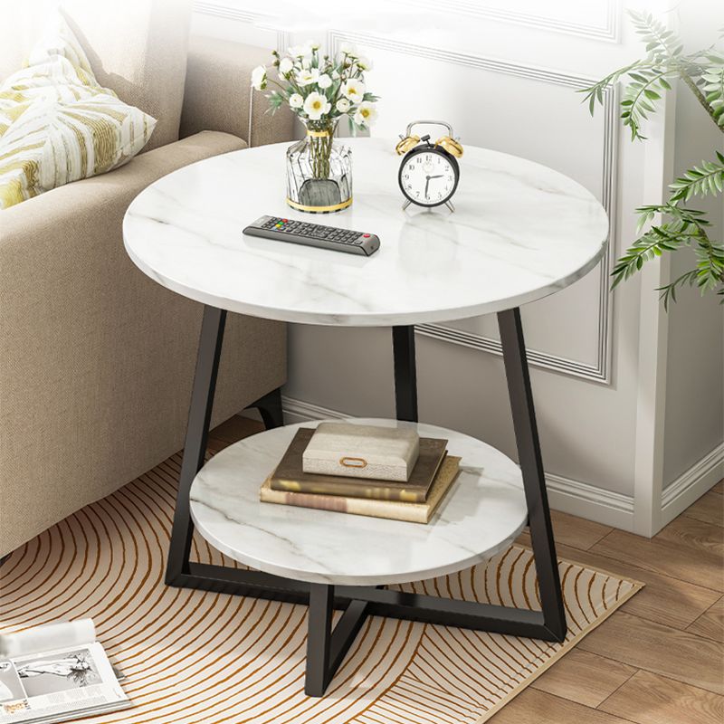 Round Modern Side End Table Frame Double Tier Sofa Side End Table with Shelf Clearhalo 'Coffee & Accent Tables' 'End & Side Tables' 'end_side_table' 'end_side_tables' 'furn' 'furn_end_side_tables' 'Furniture' 'furniture_end_side_table' 'Living Room Furniture' 1200x1200_a965ec38-569c-4315-b908-f05c83cca3db
