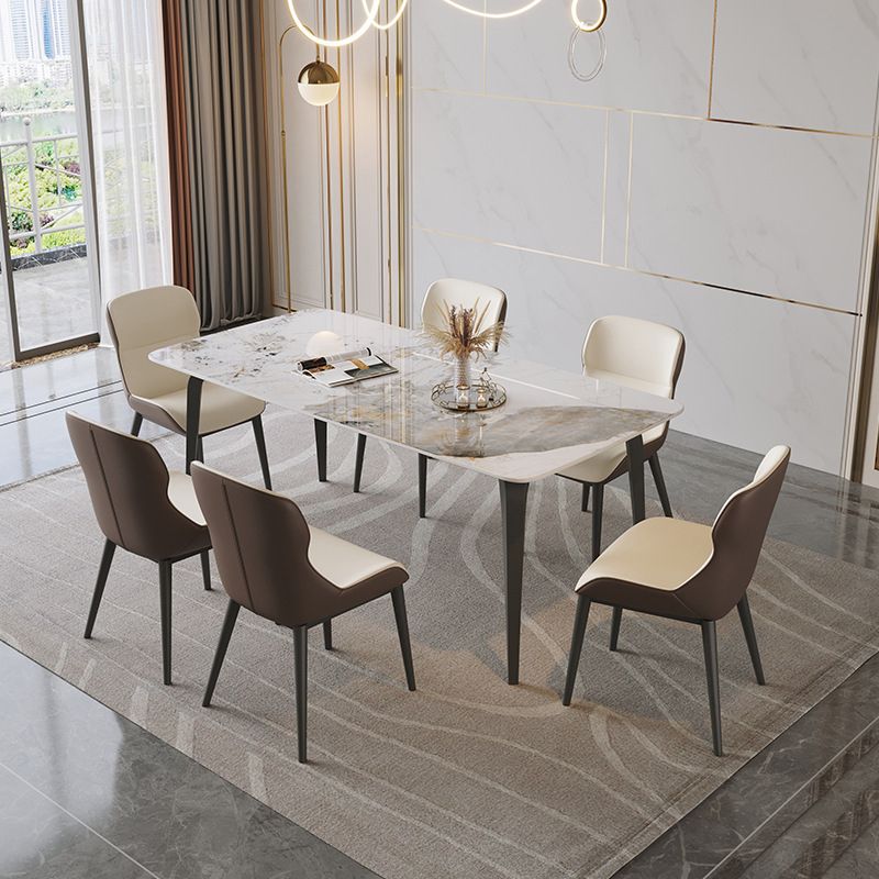 Modern Armless Dining Chairs Faux Leather Wingback Dining Side Chair Clearhalo 'Dining Chairs' 'Dining Tables & Seating' 'dining_chair' 'furn' 'furn_dining_chair' 'Furniture' 'Kitchen & Dining Furniture' 1200x1200_a96671be-90af-4af8-8daa-554686efa25b