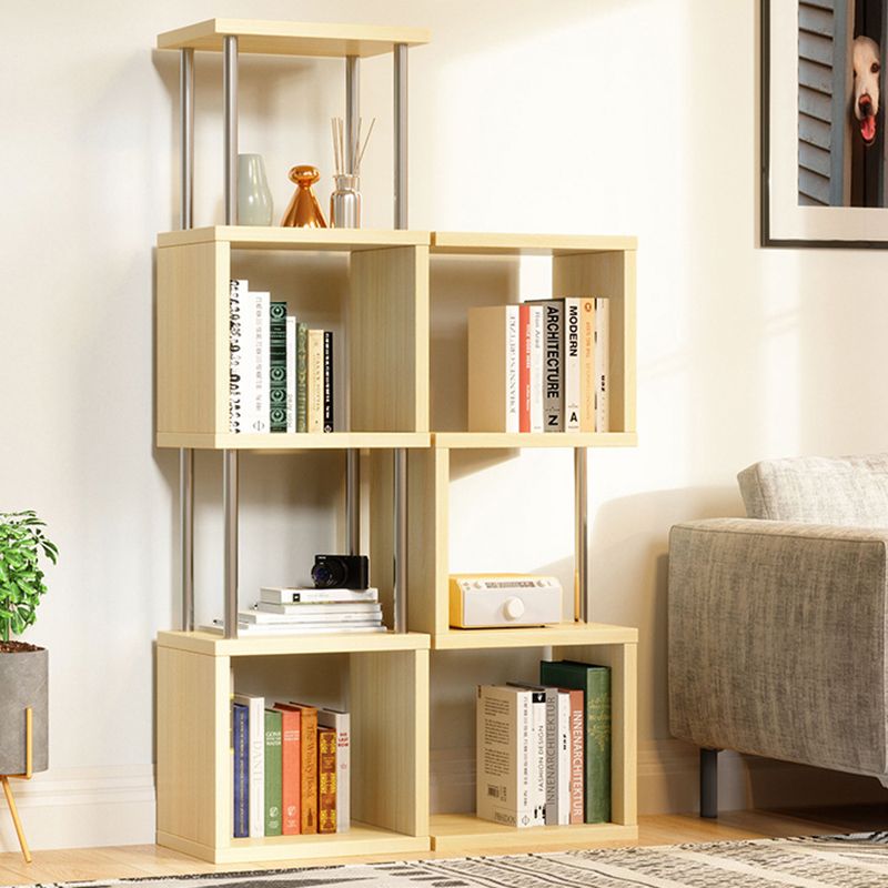 11.81" Wide Engineered Wood Geometric Bookcase Contemporary Metal and Wood Bookcase Clearhalo 'Bookcases' 'furn' 'furn_bookcases' 'Furniture' 'Office Furniture' 1200x1200_a9670fd0-9e4c-4c91-aaeb-8993ebd8318c