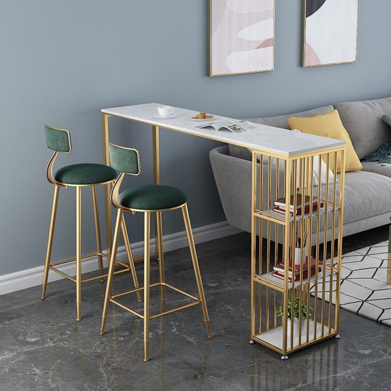 Artificial Marble Rectangle Bar Table Luxurious Bar Table with Double Pedestal in Gold Clearhalo 'Bar Furniture' 'Bar Tables' 'bar_tables' 'furn' 'furn_bar_tables' 'Furniture' 'Kitchen & Dining Furniture' 1200x1200_a9682fe5-44f2-4988-ab5e-7cf1f363d370