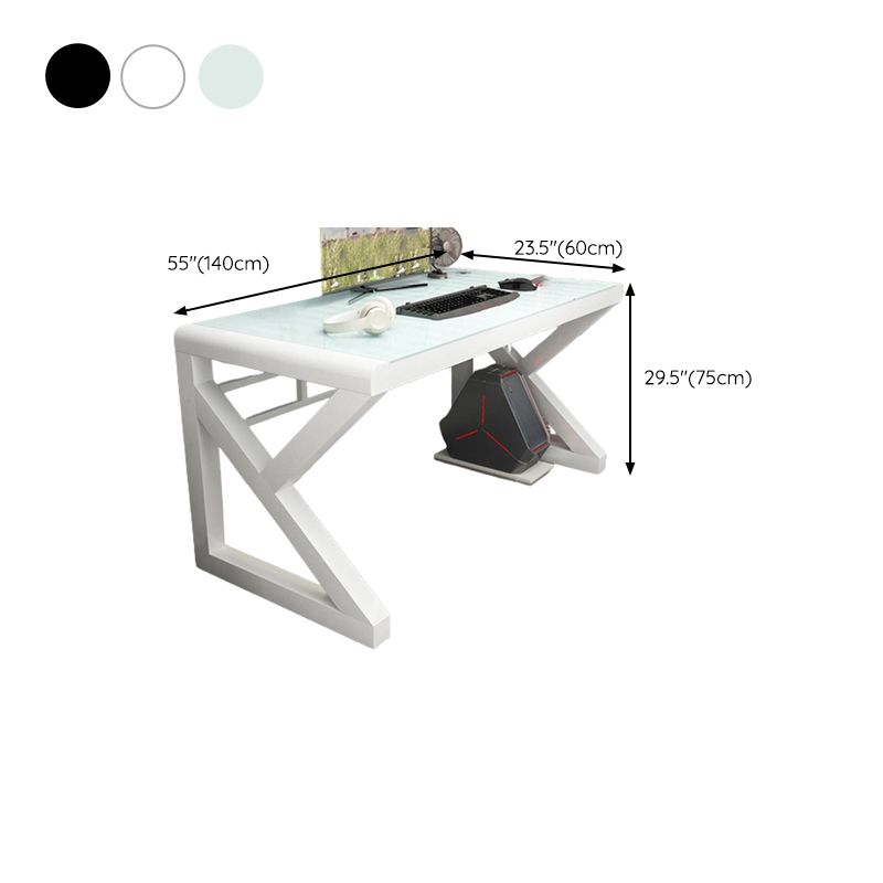 Scrivania da gioco top con vetro contemporaneo da 29,53 pollici
