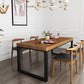 Solid Wood Top Dining Table Rectangle Pine Wood Table with Sled Base in Black