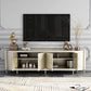 Glam Wood TV Media Stand con puertas, consola de soporte de televisión de almacenamiento cerrado