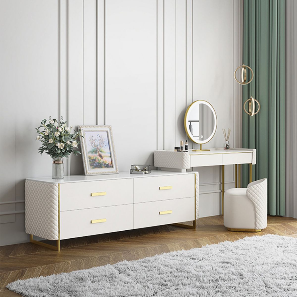 White Make-up Vanity 17.71" Wide Makeup Vanity Desk Table with 6 Drawers Clearhalo 'Bedroom Furniture' 'furn' 'furn_makeup_vanities' 'Furniture' 'Makeup Vanities' 'makeup_vanities' 1200x1200_a96c518f-485c-4af5-bf11-ca517d340f7d