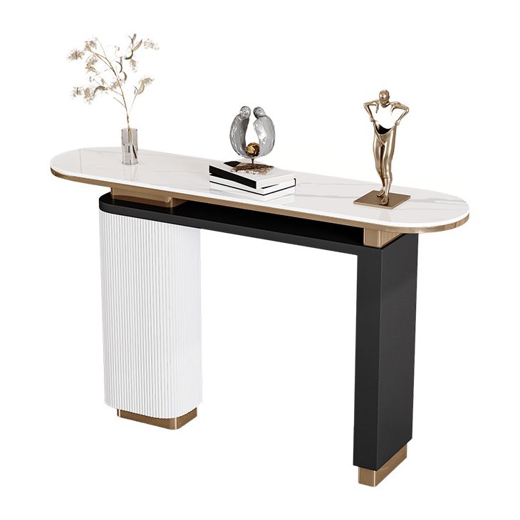Glam Stone Console Table Oval Shape Console Sofa Table for Hall Clearhalo 'Console Tables' 'console_tables' 'Entry & Mudroom Furniture' 'furn' 'furn_console_tables' 'Furniture' 1200x1200_a96c91fb-c570-444a-9935-cf374515e65b