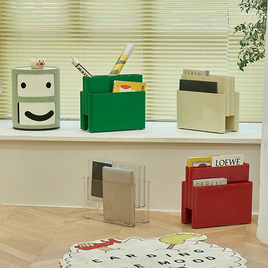 Contemporary Antique Finish Shelf Bookcase Plastic Book Shelf with Shelves