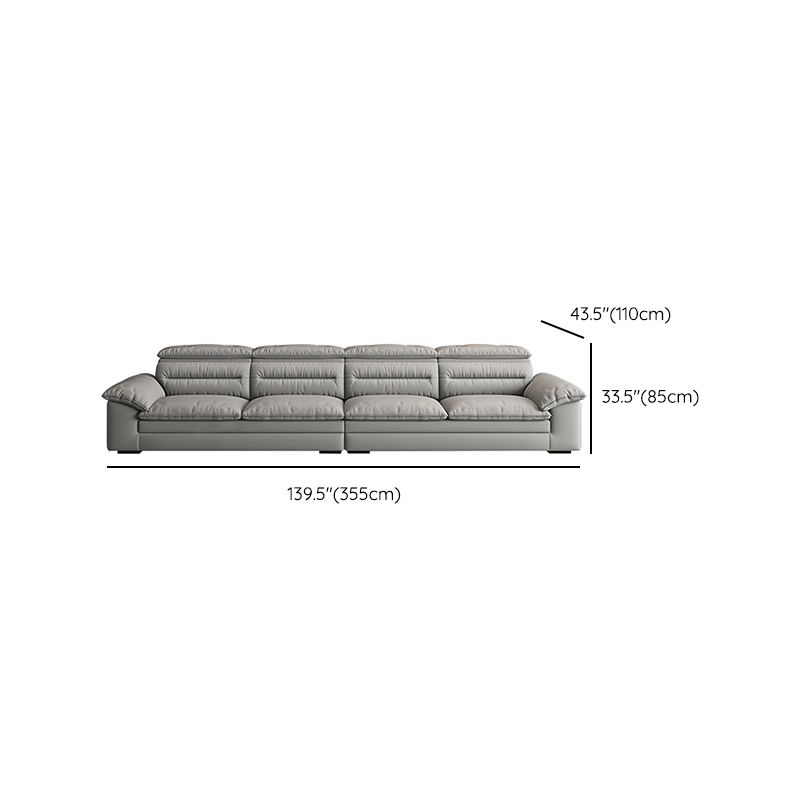 Contemporary Faux Leather Light-grey Sewn Pillow Back Pillow Top Arm Sofa