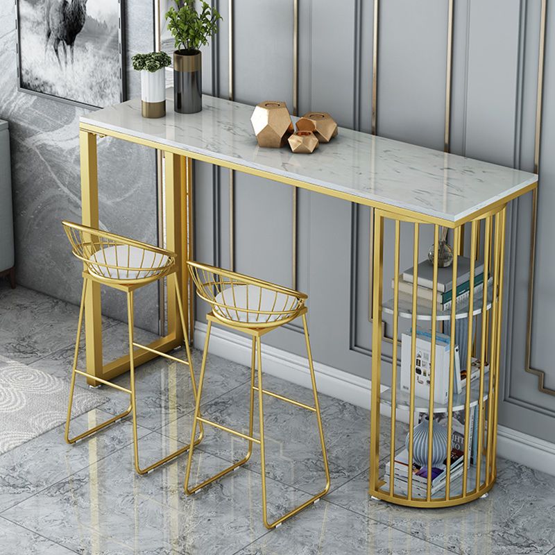 Stone Bar Dining Table Glam Style Rectangle Bar Table with Double Pedestal for Dining Room Clearhalo 'Bar Furniture' 'Bar Tables' 'bar_tables' 'furn' 'furn_bar_tables' 'Furniture' 'Kitchen & Dining Furniture' 1200x1200_a96db8d9-d13d-4867-a0eb-fab0558af682