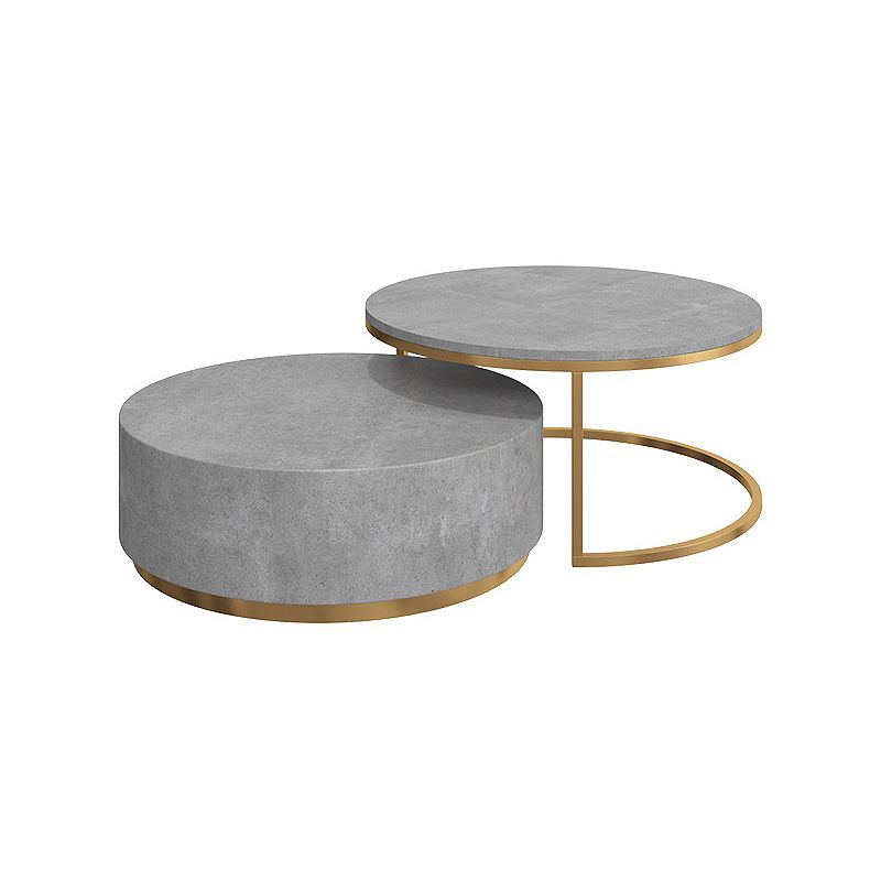 Drum Base Design Black/grey Faux Concrete Top Metal Base Round Coffee Table Clearhalo 'Coffee & Accent Tables' 'Coffee Tables' 'coffee_tables' 'furn' 'furn_coffee_tables' 'Furniture' 'Living Room Furniture' 1200x1200_a96f23d7-138e-409e-aaf8-797397a4f899
