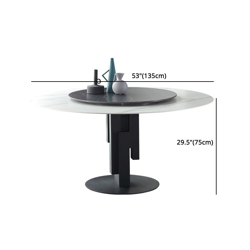 Modern 1/3/4/7 Pieces Dinette Set with White Sintered Stone Top Round Dining Table Set Clearhalo 'Dining Room Sets' 'Dining Tables & Seating' 'dining_room_set' 'furn' 'furn_dining_room_set' 'Furniture' 'furniture_dining_room_set' 'Kitchen & Dining Furniture' 1200x1200_a9729bc1-ea20-4e65-aca8-1de44fb568d3