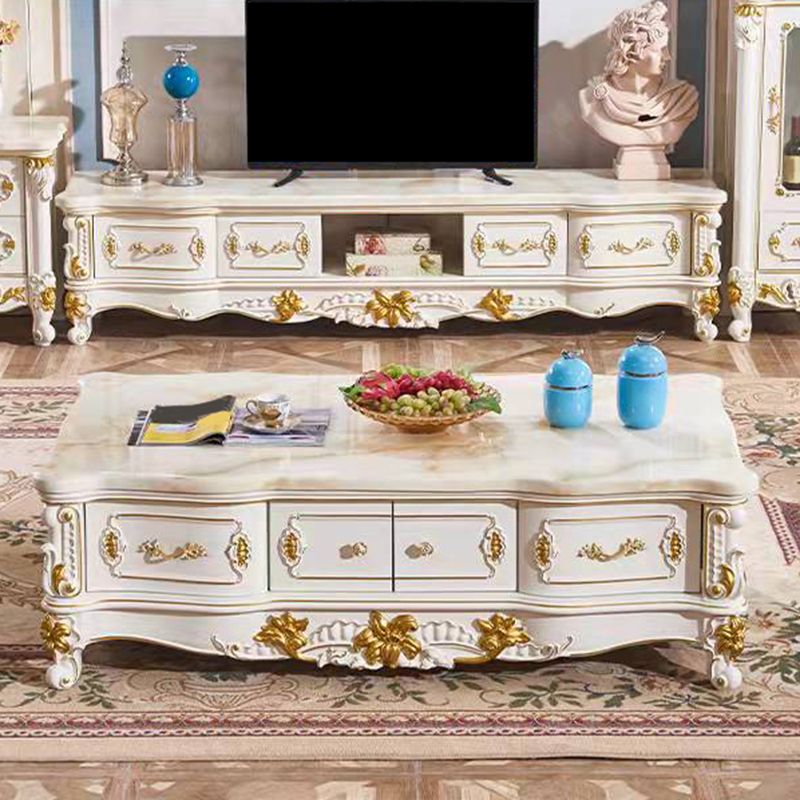 Glam Media Console Open Storage TV Stand Console with 4 Drawers Clearhalo 'furn' 'furn_tv_stands_entertainment_centers' 'Furniture' 'Living Room Furniture' 'TV Stands & Entertainment Centers' 'TV Stands & Media Storage Furniture' 'tv_stands_entertainment_centers' 1200x1200_a9736f26-3a8e-4361-96aa-316654e94d67