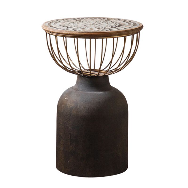 Antique Brass/Black End Table French Country Round Wood Side Table Clearhalo 'Coffee & Accent Tables' 'End & Side Tables' 'end_side_tables' 'furn' 'furn_end_side_tables' 'Furniture' 'Living Room Furniture' 1200x1200_a977c31b-b65a-4e4f-bc7b-0b66111c2422