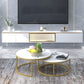Gabinete de TV de almacenamiento blanco de estilo de piedra estilo glam estilo con 2 cajones