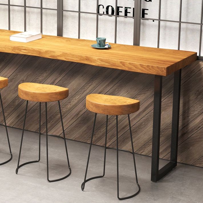 Rectangular Pine Wood Top Bar Table Industrial Bar Table with Double Pedestal in Black Clearhalo 'Bar Furniture' 'Bar Tables' 'bar_tables' 'furn' 'furn_bar_tables' 'Furniture' 'Kitchen & Dining Furniture' 1200x1200_a97a9c1d-c81b-4a9b-bdd2-8e51b642b8b1