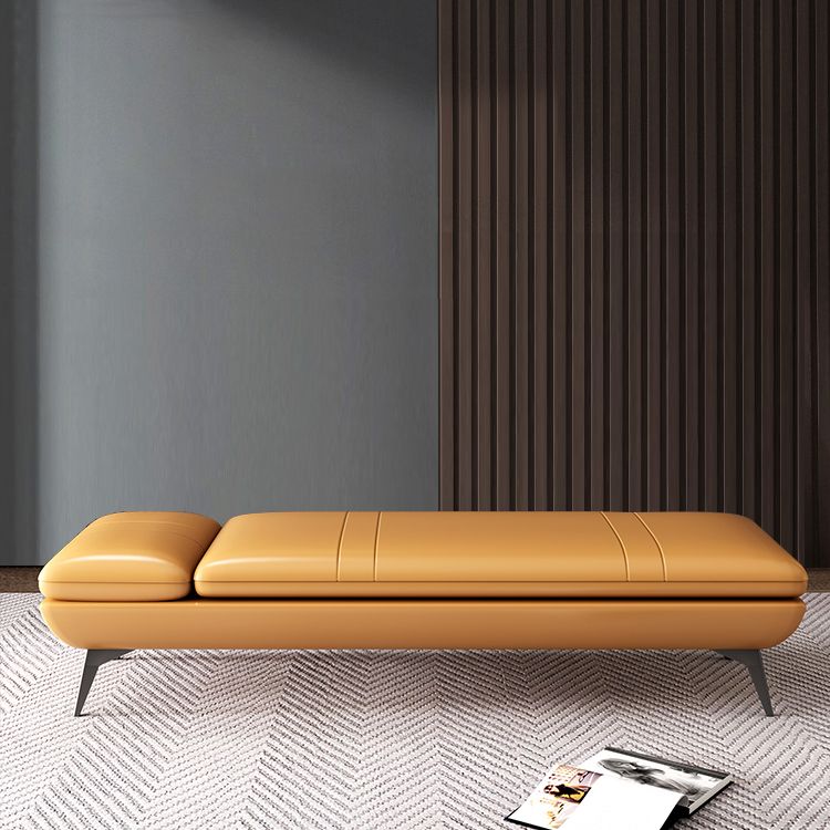 Modern Genuine Leather Bench 18"H Bedroom Seating Bench with Adjustable Headrest Clearhalo 'Benches' 'Chairs & Seating' 'furn' 'furn_benches' 'Furniture' 'Living Room Furniture' 1200x1200_a97c431a-a56a-4436-b698-7821b28a14e3