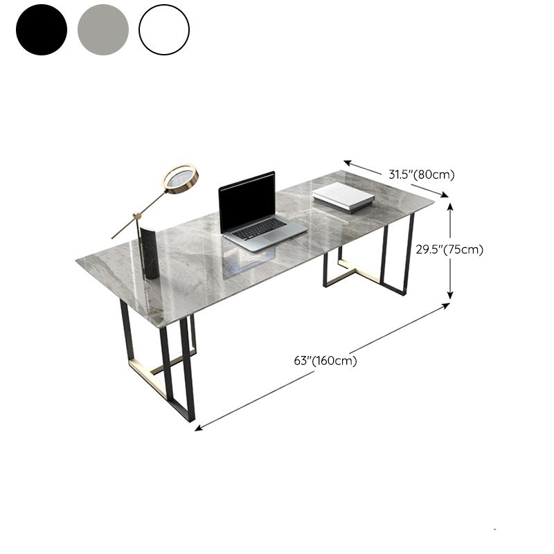 Rectangle Stone Top Office Desk escritura industrial con base de metal para la oficina