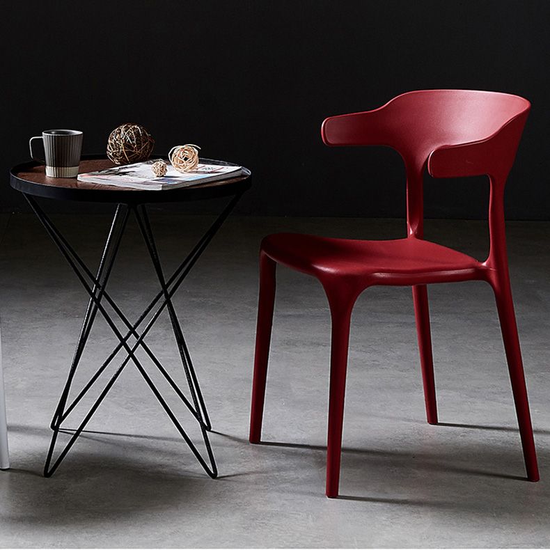 Scandinavian Plastic Dining Arm Chairs Home Open Back Armchairs (Set of 4) Clearhalo ' kitchen&dining_furn' 'Dining Chairs' 'Dining Tables & Seating' 'dining_chair' 'furn' 'furn_dining_chair' 'Furniture' 'furniture_dining_chair' 'Kitchen & Dining Furniture' 'kitchen' 1200x1200_a97ff120-3c05-499b-afd8-50d372afd251