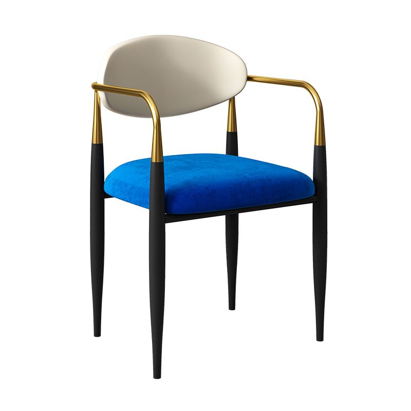 Glam Metal Home Dining Arm Chair Open Back Dining Room Chair in Black Clearhalo 'Dining Chairs' 'Dining Tables & Seating' 'dining_chair' 'furn' 'furn_dining_chair' 'Furniture' 'furniture_dining_chair' 'Kitchen & Dining Furniture' 1200x1200_a98336c8-d8dd-446e-b1e1-5c08542793ed