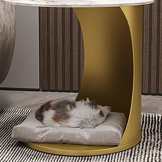 Contemporary Round Double Tier End Table Slate Top Side End Table Clearhalo 'Coffee & Accent Tables' 'End & Side Tables' 'end_side_tables' 'furn' 'furn_end_side_tables' 'Furniture' 'Living Room Furniture' 1200x1200_a9851c42-30ae-4024-949e-82f8f1c55257