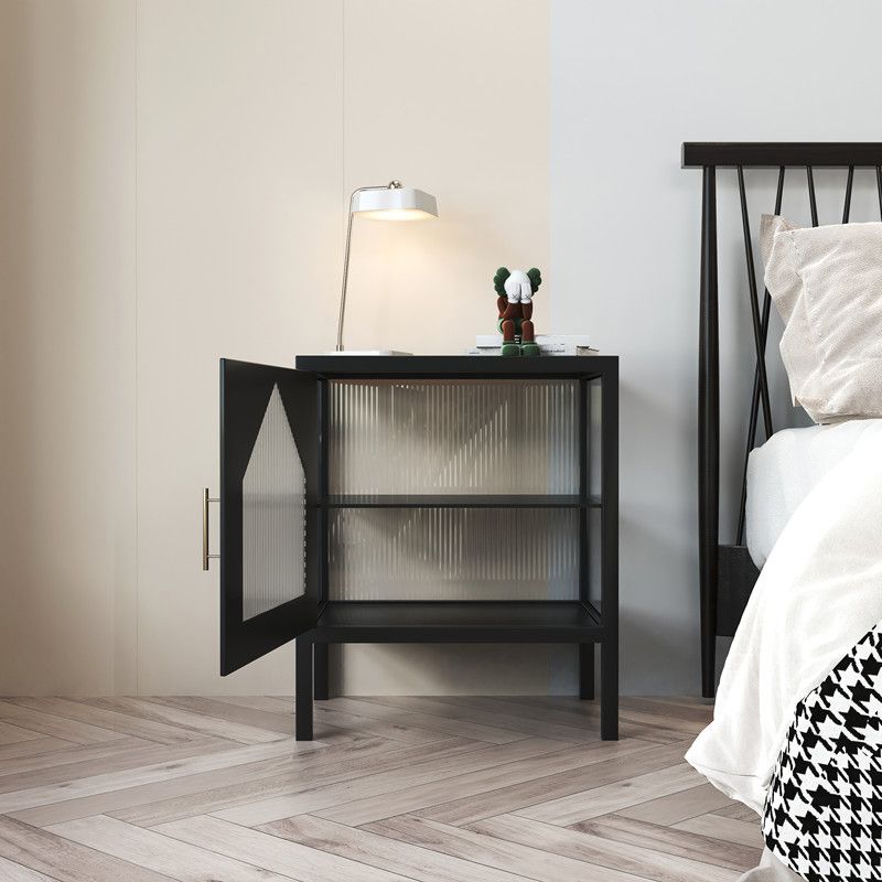 Gabinete contemporáneo de la mesita de noche del estante inferior de la cama con puerta de vidrio para el dormitorio