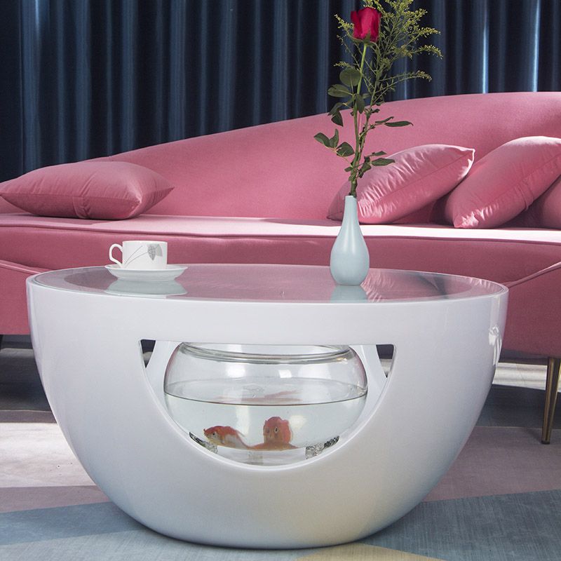 Tavolino in vetro rotondo moderno scaffale semplice incluso tavolo da cocktail - dia 32.28 "