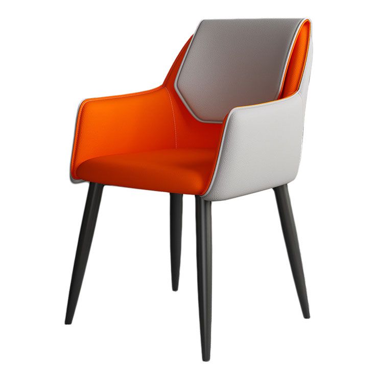 Silla de comedor de cuero moderno de cuero con patas con patas de acero en acabado mate para casa