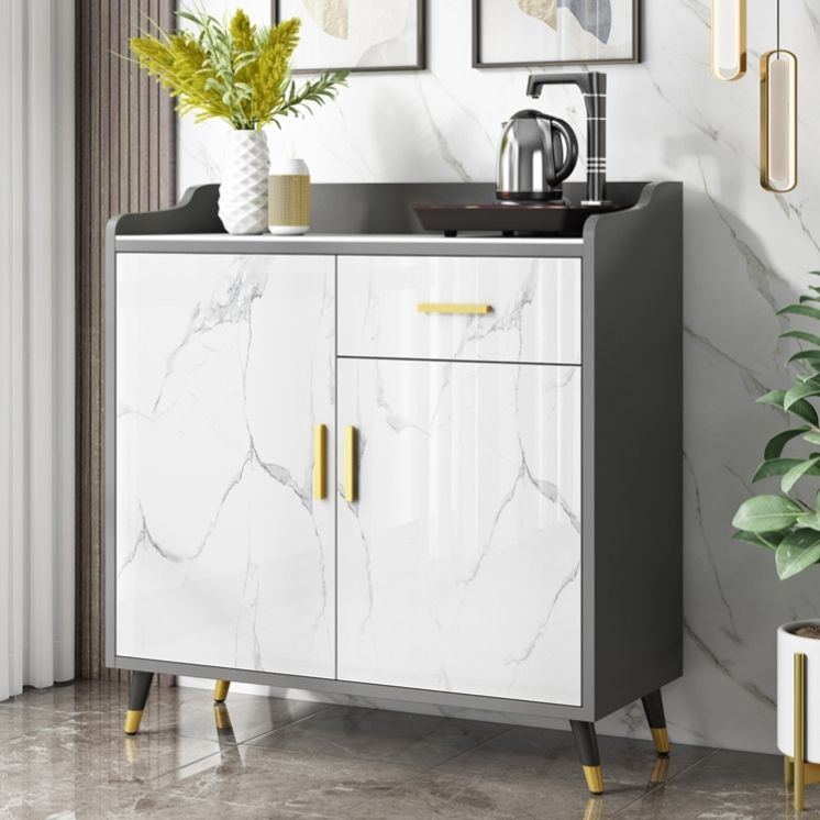 1-Drawer Engineered Wood Sideboard Glam Stone Countertop Credenza for Living Room Clearhalo 'buffet_sideboard' 'Buffets & Sideboards' 'furn' 'furn_buffet_sideboard' 'Furniture' 'furniture_buffet_sideboard' 'Kitchen & Dining Furniture' 1200x1200_a98d9c71-c07c-4705-9024-9d8d79edd9a9