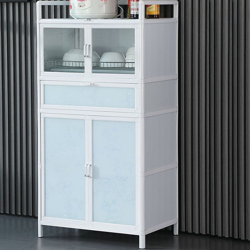 Metal Glass Doors Buffet Stand Modern Kitchen Buffet Sideboard in White Clearhalo 'buffet_sideboard' 'Buffets & Sideboards' 'furn' 'furn_buffet_sideboard' 'Furniture' 'Kitchen & Dining Furniture' 1200x1200_a98ef576-4f97-4596-b377-3db394195653