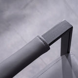 Sled Based Square Arms Faux Leather Arm Chair with Pillow Back