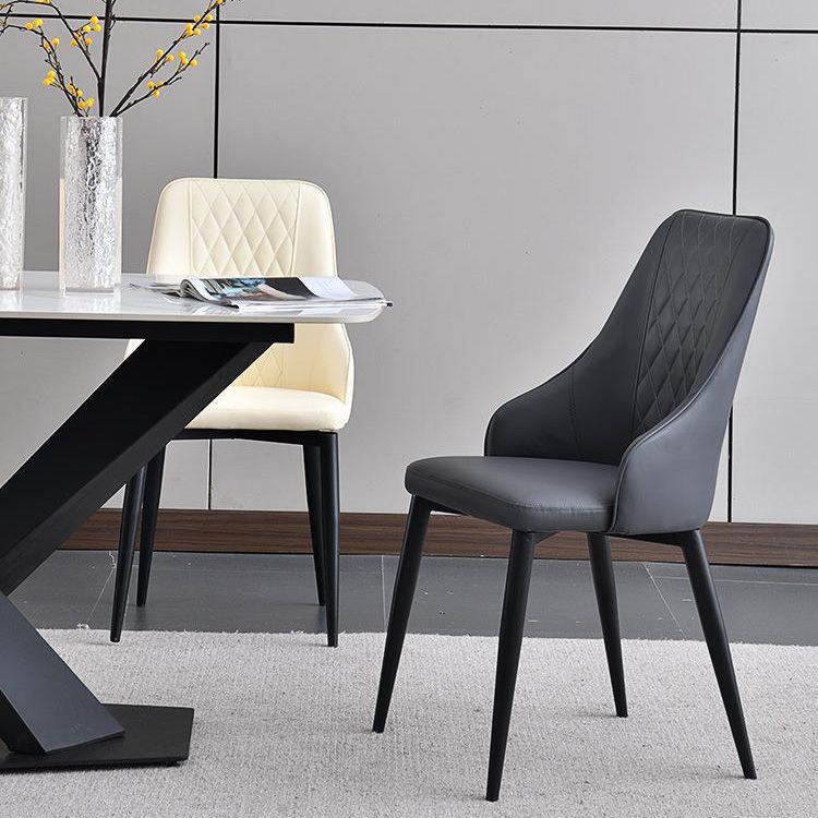 Contemporary Faux Leather Dining Chairs Metal Parsons Side Chair Clearhalo 'Dining Chairs' 'Dining Tables & Seating' 'dining_chair' 'furn' 'furn_dining_chair' 'Furniture' 'Kitchen & Dining Furniture' 1200x1200_a9904d38-83ff-46db-8d0a-41126ec241ca