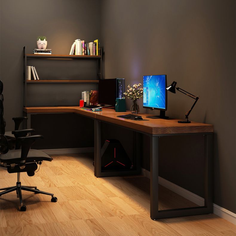 Rectangular Corner Writing Desk Solid Wood Office Desk with Iron Legs for Bedroom Clearhalo 'furn' 'furn_office_desk' 'Furniture' 'Office Desks' 'Office Furniture' 'office_desk' 1200x1200_a990f9b6-9d20-49d6-89a3-bac5c66f7dec