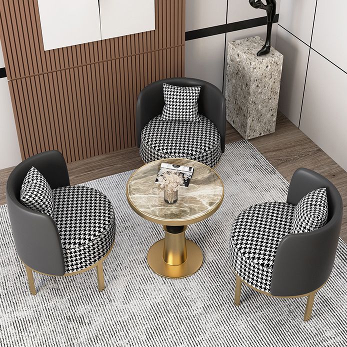 Modern Round Dining Table for Kitchen Glossy Grey Dinette Table with Metal Base Clearhalo 'Dining Tables & Seating' 'Dining Tables' 'dining_table' 'furn' 'furn_dining_table' 'Furniture' 'Kitchen & Dining Furniture' 1200x1200_a9919b7f-ad48-4bc9-b889-88d3951c5cd9