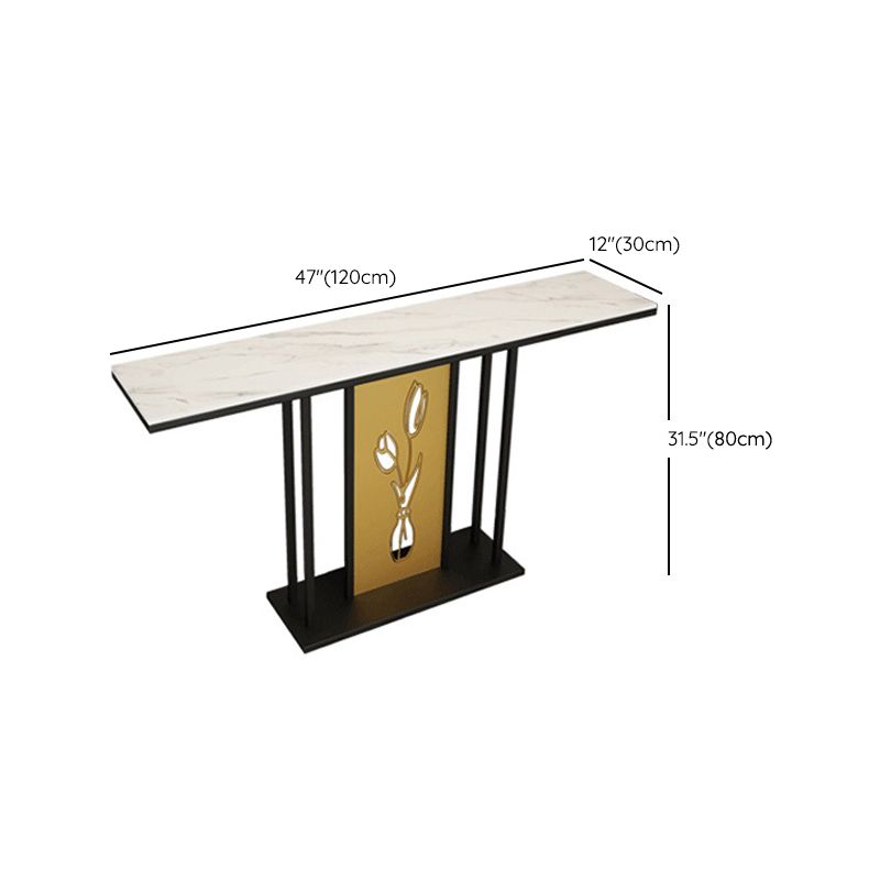 12 inch Wide Glam Accent Table Rectangle Shape Stone Console Table for Hall