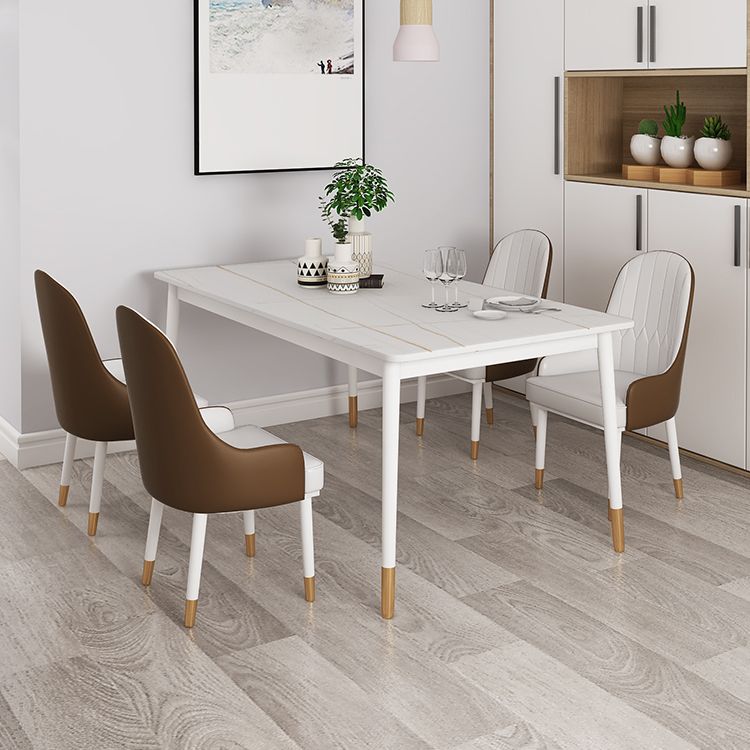 Modern White Iron Dinette Set 1/2/5/7 Pieces Rectangle Sintered Stone Top Dining Table Set Clearhalo 'Dining Room Sets' 'Dining Tables & Seating' 'dining_room_set' 'furn' 'furn_dining_room_set' 'Furniture' 'Kitchen & Dining Furniture' 1200x1200_a9945f80-f5fe-4538-a3c2-9edc73f9475c