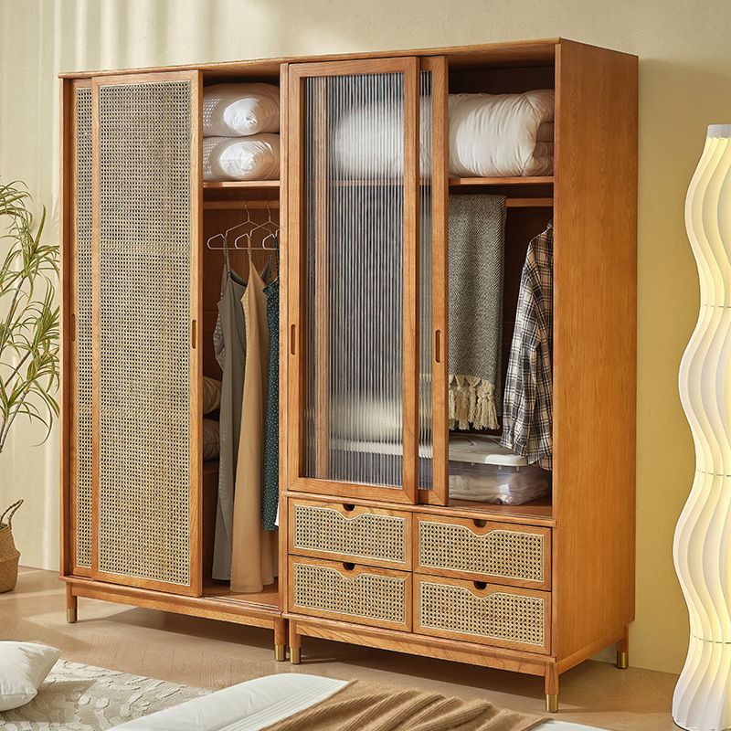 Sliding Solid Wood Wardrobe Closet with Legs Modern Wardrobe Cabinet Clearhalo 'Armoires & Wardrobes' 'armoires_wardrobes' 'Bedroom Furniture' 'furn' 'furn_armoires_wardrobes' 'Furniture' 1200x1200_a9952ca0-9a66-4dc4-ab68-48d992b94534
