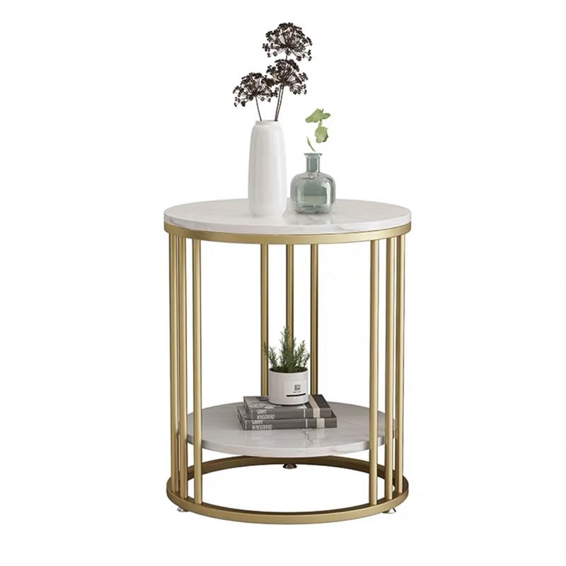 Frame Base Design Gold/ Black Metal Slate Top White Rectangular Side Table Clearhalo 'Coffee & Accent Tables' 'End & Side Tables' 'end_side_tables' 'furn' 'furn_end_side_tables' 'Furniture' 'Living Room Furniture' 1200x1200_a995530c-20f3-42fd-91d3-07ea6197d5e7