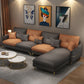 33.4"H Faux Leather Tufted Square Arm Sofa & Chaise for Living Room