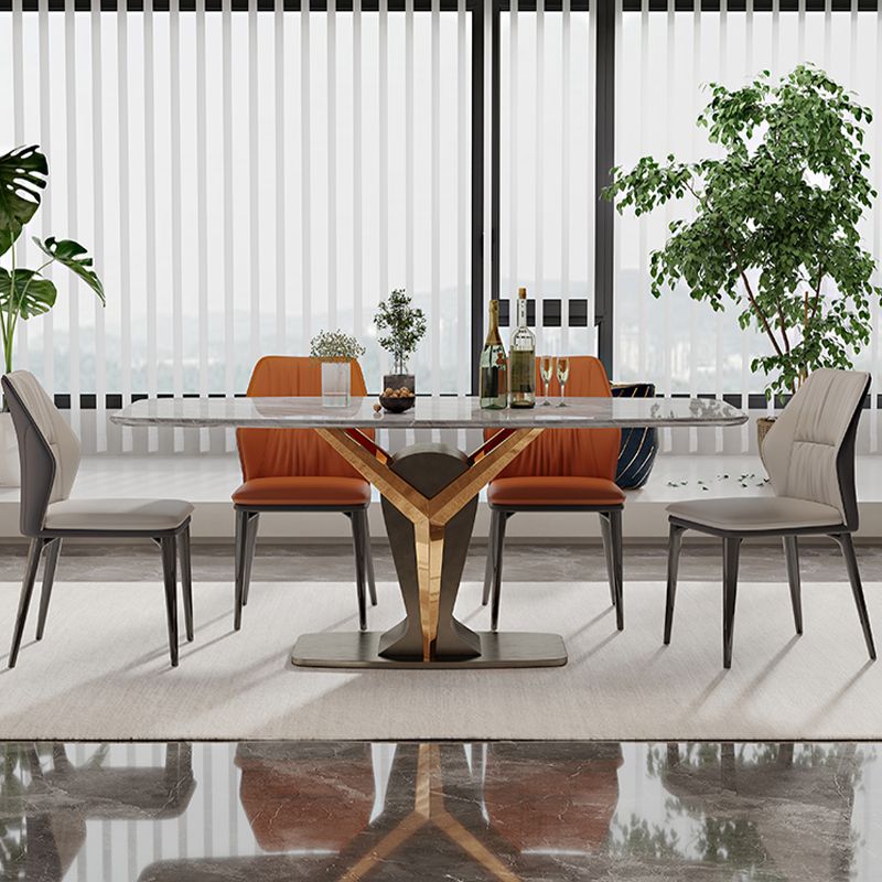 Rectangle Pedestal Dinner Room Kitchen Table Modern Dining Site Table Clearhalo 'Dining Tables & Seating' 'Dining Tables' 'dining_table' 'furn' 'furn_dining_table' 'Furniture' 'Kitchen & Dining Furniture' 1200x1200_a996d3aa-be6a-459f-8e90-73270d7102b2