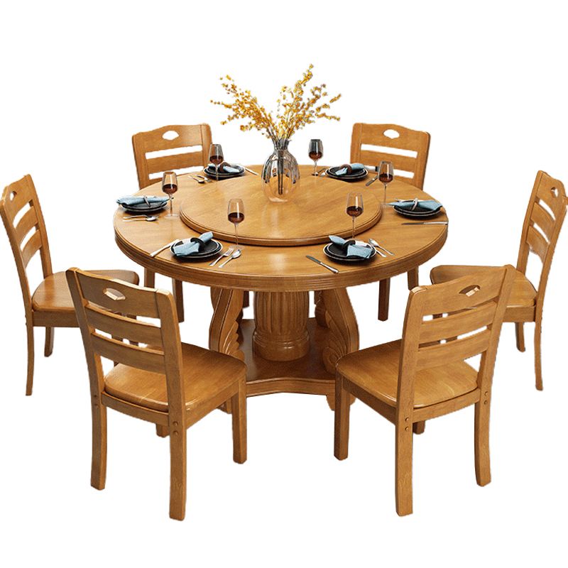 Round Solid Wood Dining Table Tradition Dining Table for Kitchen Clearhalo 'Dining Tables & Seating' 'Dining Tables' 'dining_table' 'furn' 'furn_dining_table' 'Furniture' 'Kitchen & Dining Furniture' 1200x1200_a997a54f-8f63-420e-a531-91223a86bb7b