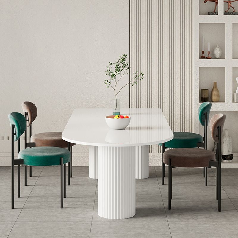 Contemporary White Color Faux Marble Dinner Table with 3 Legs Clearhalo 'Dining Tables & Seating' 'Dining Tables' 'dining_table' 'furn' 'furn_dining_table' 'Furniture' 'Kitchen & Dining Furniture' 1200x1200_a997c96c-4330-4248-af18-c2bdf5a72a8e