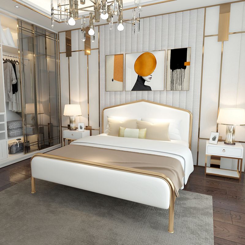 Letto standard imbottito con testiera in metallo a basso profilo