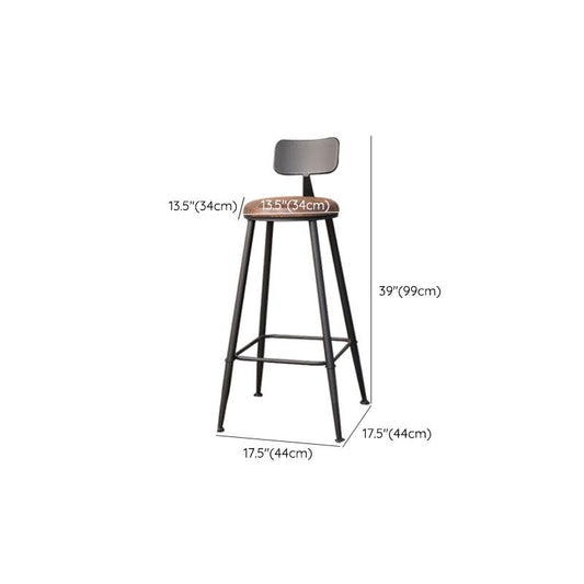 Contemporary Bar Stools Armless Dining Stools with Black Metal Base